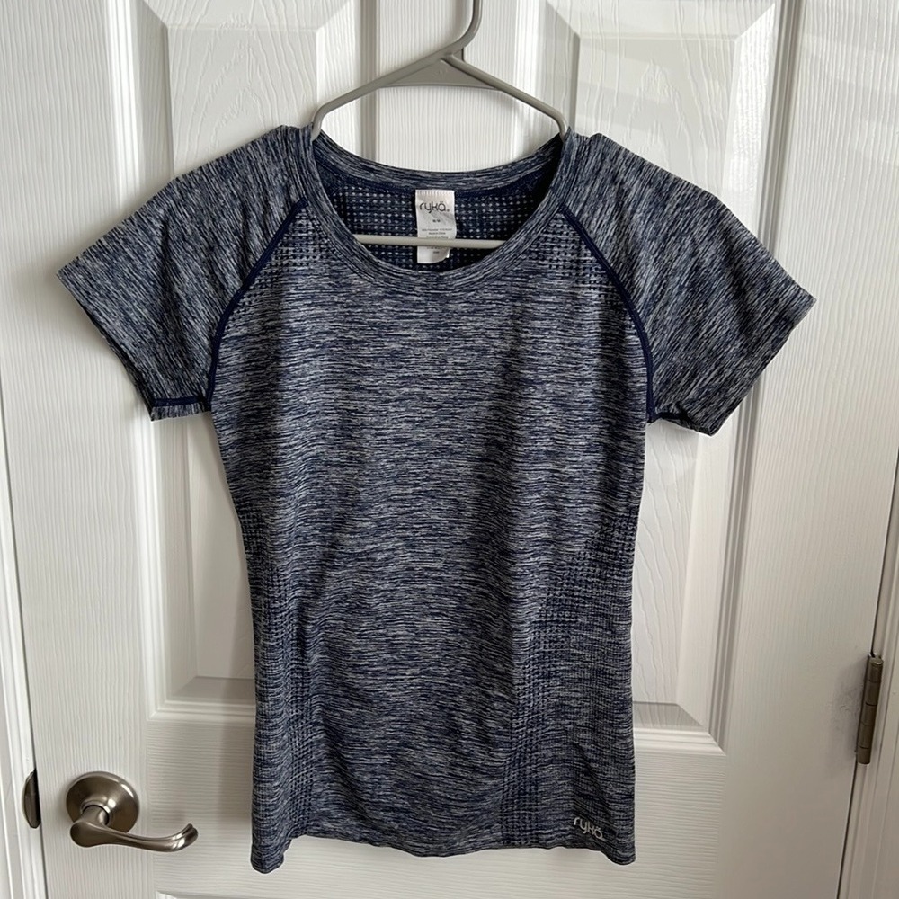 Ryka Ladies Activewear Top Athletic T-Shirt Fitness Gym Blue Heather Size‎ M